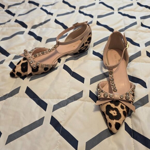 Kate Spade Flats Becca T-Strap Flats in Leopard Print Size 6 - Picture 4 of 9